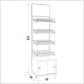 Rysunek techniczny regału piekarniczego 233x68x64 cm.