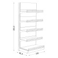 Regał przyścienny 210 cm 5 półek z barierkami - wymiary