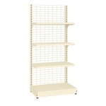 Regał przyścienny z kratą i 4 półkami, 210 cm, podstawa 40 cm