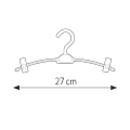 Techniczny rysunek wieszaka z klipsami, szerokość 27 cm.