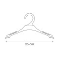 Rysunek techniczny przezroczystego wieszaka dziecięcego o szerokości 25 cm