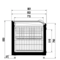 Wymiary zamrażarki sklepowej Frostbox 2.15 z boku - rys. techniczny