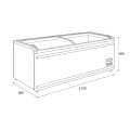 Wymiary zamrażarki sklepowej Frostbox 2.15 od frontu - rys. techniczny