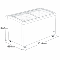 Zamrażarka skrzyniowa 300l ICEBOX ISP 300 - wymiary na rysunku technicznym