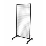 Mobilny stojak ekspozycyjny z siatki metalowej – Czarny