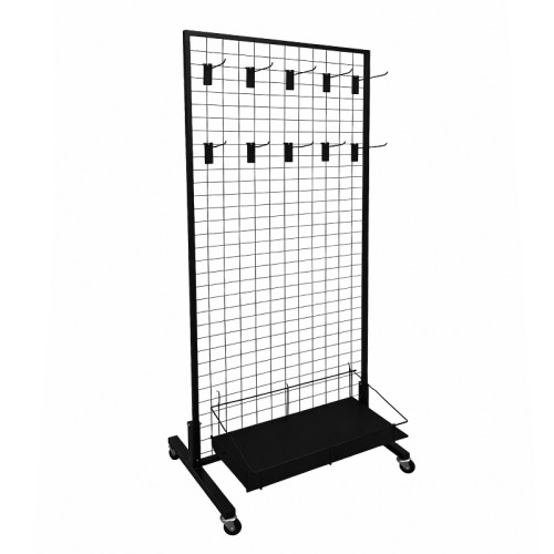 Mobilny regał siatkowy z hakami i koszem zestaw 1