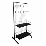 Mobilny regał siatkowy zestaw 2 – z 10 zawieszkami i 2 koszami
