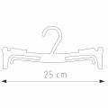 Schematyczny rysunek plastikowego wieszaka z zaczepami, o szerokości 25 cm.