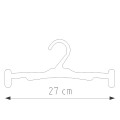 Schematyczny rysunek plastikowego wieszaka z klipsami, o szerokości 27 cm.